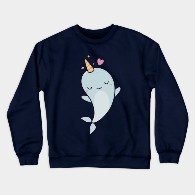 Cute Kawaii Narwhals With Hearts Crewneck Sweatshirt by happinessinatee